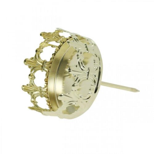 Floristik24 Gyertyatartó korona, gyertya dísz karácsonyi, gyertyatartó adventi koszorúhoz arany Ø5,5cm 4 db