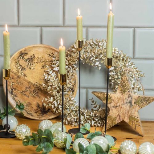 Floristik24 Fém gyertyatartó, arany / fekete gyertyatartó H24,5cm Ø2,2cm