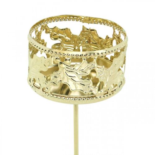 Gyertyatartó ragasztható, adventi dekoráció, gyertyatartó holly dekor arany Ø5,5cm 4db