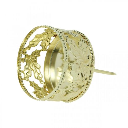 Floristik24 Gyertyatartó bedugáshoz, Adventi dekoráció, gyertyatartó magyal dekoráció arany Ø5,5cm 4 db