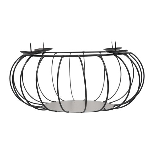 Floristik24 Gyertyatartó fekete fém Adventi koszorús fémtál Ø25cm