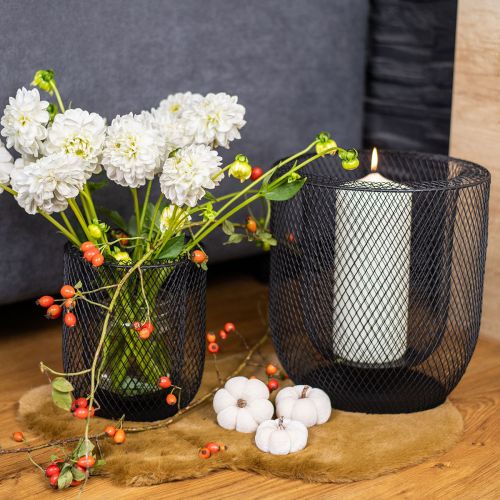 tételeket Gyertyatartó fekete fém drótkosár Ø28,5/18cm 2 db-os készlet