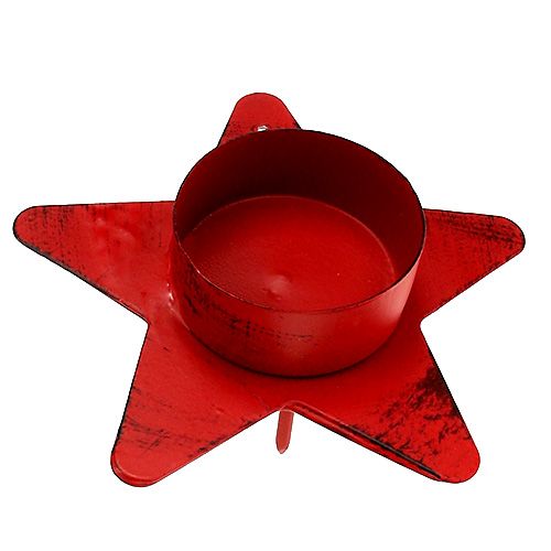 Floristik24 Gyertyatartó csillag alakú teamécseshez 10x7cm piros