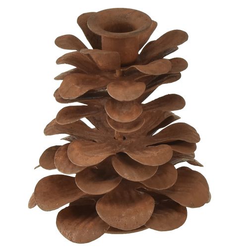 Floristik24 Gyertyatartó karácsonyi kúpok fém rozsda Ø6,5cm H8cm