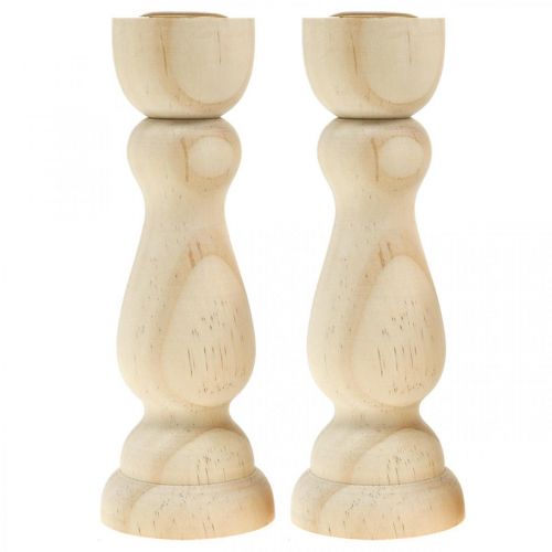 tételeket Gyertyatartó fa asztaldísz kúpos gyertyákhoz H17cm 2 db