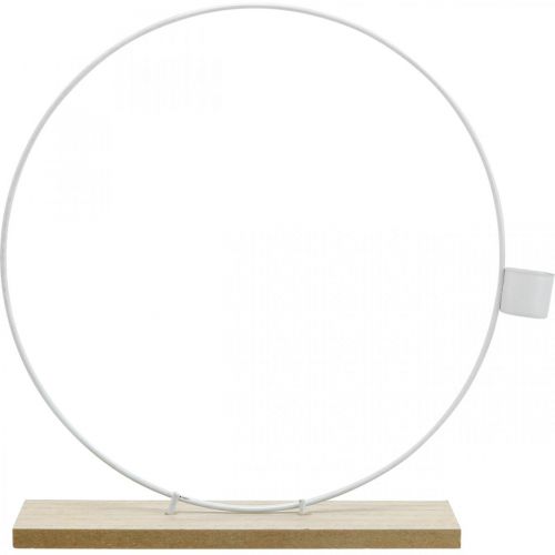 Floristik24 Dekoratív gyűrű állvánnyal fehér gyertyatartó fém asztaldísz Ø23cm