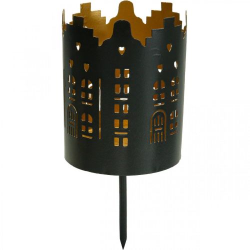 Floristik24 Gyertyatartó City Black Tealight tartó ragasztható Ø8cm