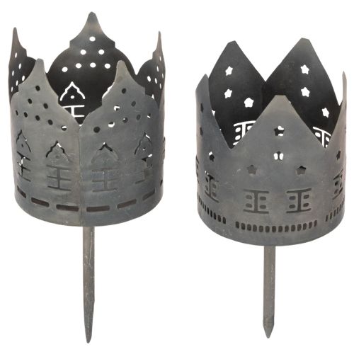 Ház alakú mécsestartók tüskével, oszlopgyertyákhoz, 6 cm, 2 darab