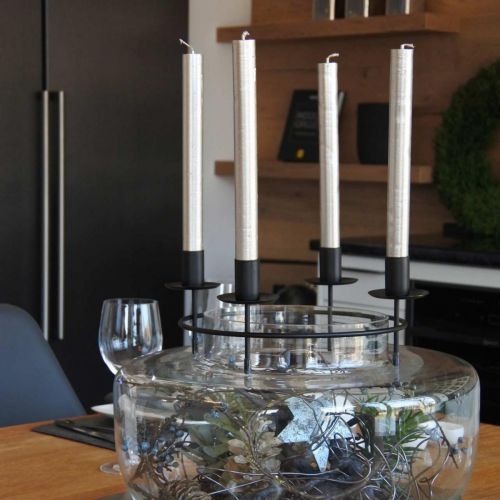 tételeket Gyertyagyűrű rúd gyertyatartó gyertyatartó fekete Ø28cm H11cm