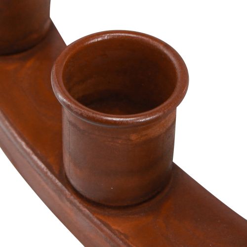 Floristik24 Gyertyagyűrű 24 szál gyertyához gyertyatartó barna fém 43cm