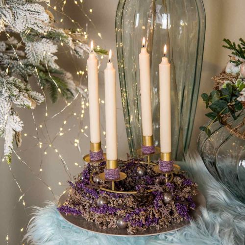 tételeket Gyertyagyűrű rúd gyertyák gyertyatartó arany Ø23cm H11cm 2db