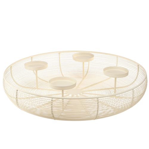 Floristik24 Gyertyatartó tál, 4 oszlopos gyertya, krémszínű, Ø45cm