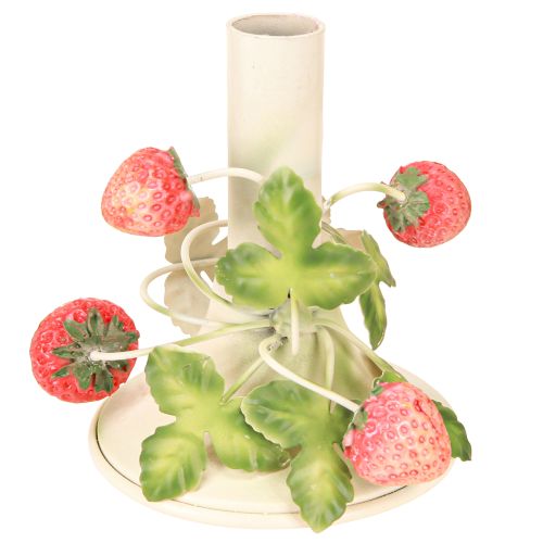 tételeket Fém gyertyatartó eperdekorációval, nyári krémszínű, M13cm