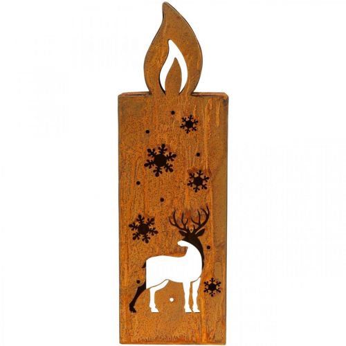 Floristik24 Tealámpa tartó Karácsonyi patinás szarvas gyertya 35x11cm