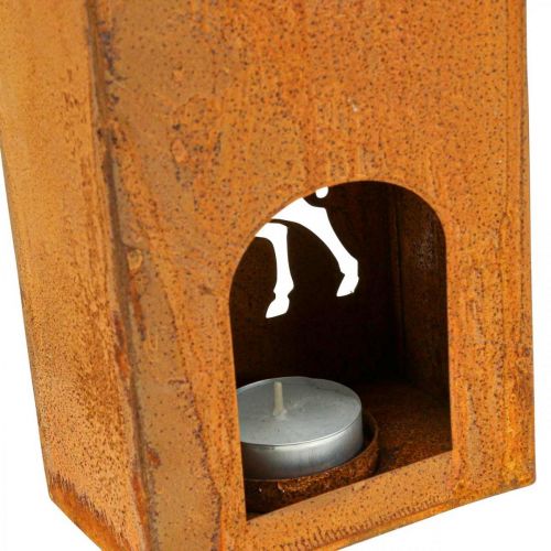 Floristik24 Tealámpa tartó Karácsonyi patinás szarvas gyertya 35x11cm