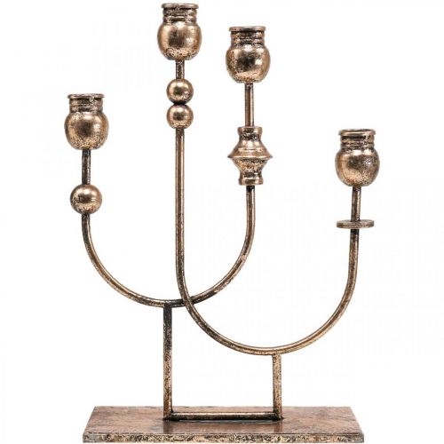 Floristik24 Gyertyatartó Golden Gyertyatartó Vintage 4 lángos H39cm