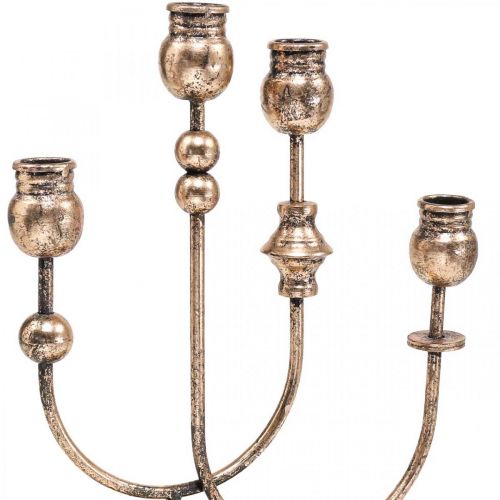 Floristik24 Gyertyatartó Golden Gyertyatartó Vintage 4 lángos H39cm