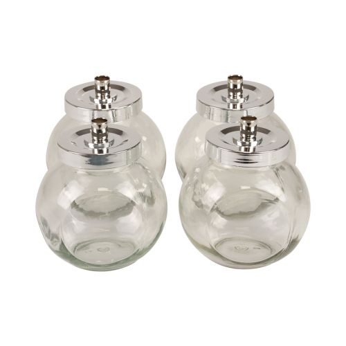 tételeket Gyertyatartó üveg fém gyertyatartó ezüst Ø10,5cm 4 db