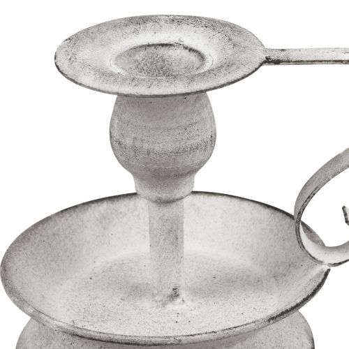 tételeket Gyertyatartó fém gyertyatartó fogantyú fehér szürke 12,5cm