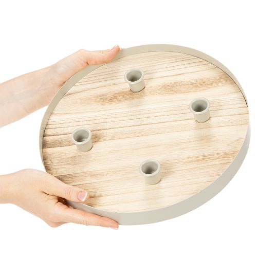 Kerek fa gyertyatartó négy kúpos gyertyához, 30 cm | Floristik24.hu