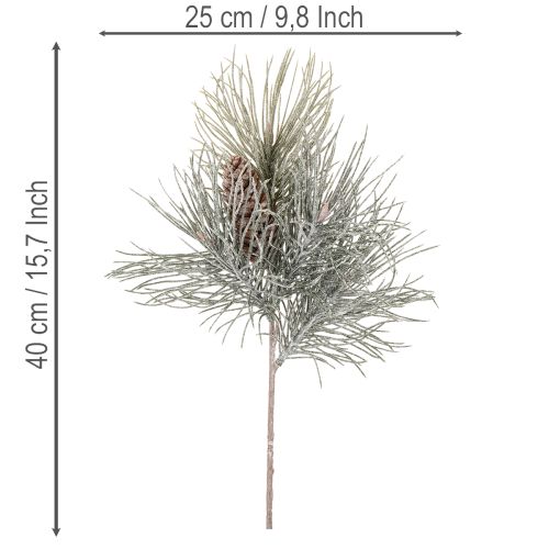 Műfenyőág tobozokkal, télies, 40cm | Floristik24.hu