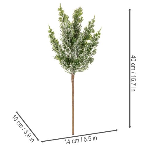 Műhóval borított fenyőág virágdíszekhez és adventi dekorációhoz, 40 cm, 3 darab | Floristik24.hu