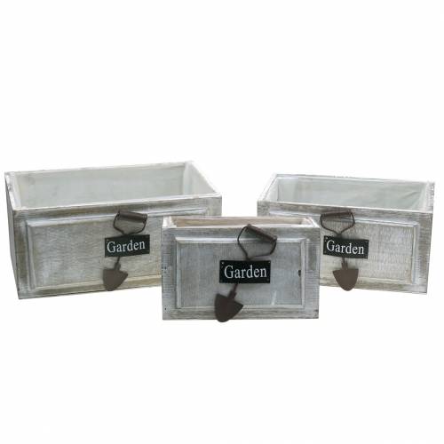 Floristik24 Ültető fadoboz Kerti fehér 32/27/22cm 3 db