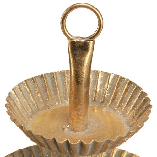 Floristik24 Kis fém etagere 2 szintes antik arany Ø13cm H16,5cm