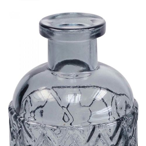 Floristik24 Kis üvegváza váza gyémánt mintás üveg kék szürke H12,5cm 6db