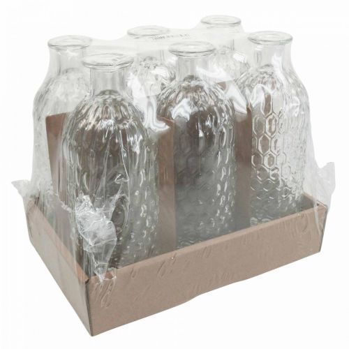 Floristik24 Kis üvegváza váza méhsejt megjelenésű dekoratív vázaüveg H20cm 6db