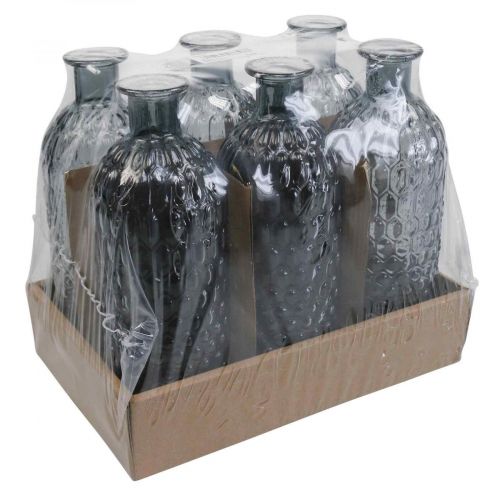 Floristik24 Kis üvegváza váza méhsejt üveg kék szürke H20cm 6db