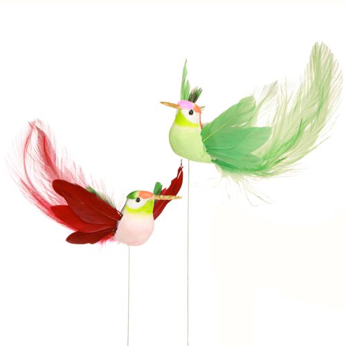 tételeket Kolibri dekoráció rúdon türkiz bordó 13-15cmx9-10cm 6 db