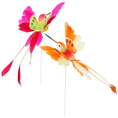 Floristik24 Kolibri drótra ragasztáshoz rózsaszín, narancs 17cm 6db