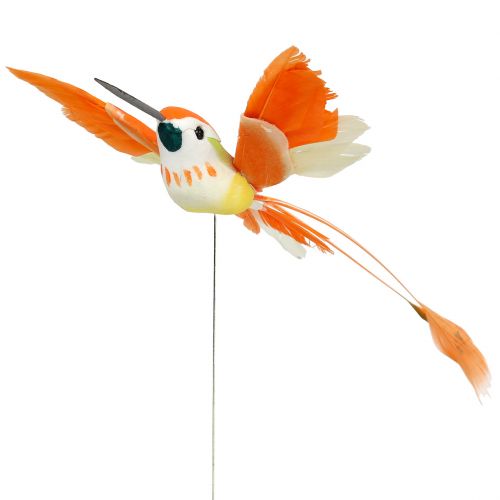 Floristik24 Kolibri drótra ragasztáshoz rózsaszín, narancs 17cm 6db