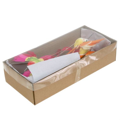 Floristik24 Kolibri drótra ragasztáshoz rózsaszín, narancs 17cm 6db