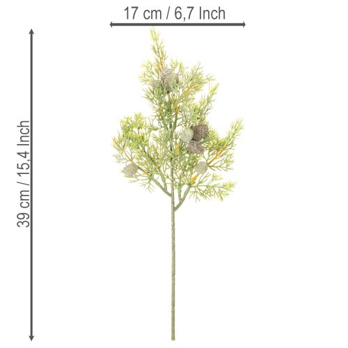 Műfenyő ág tobozokkal, mint asztaldísz, 39 cm, 4 darab | Floristik24.hu