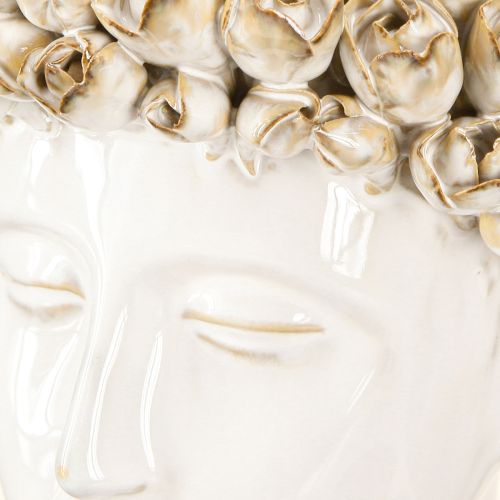 tételeket Fejváza Kerámia váza rózsákkal Fehér Barna Ø19cm H2,5cm