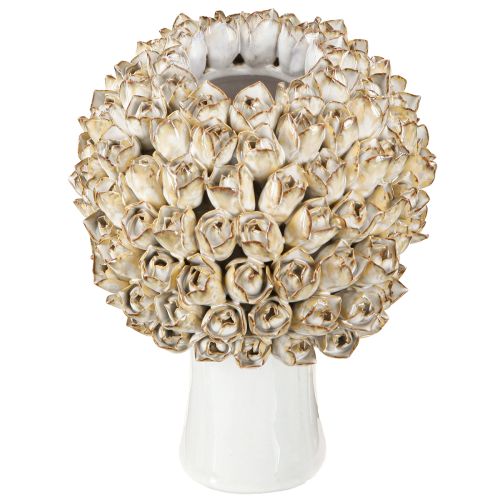 tételeket Fejváza Kerámia váza rózsákkal Fehér Barna Ø19cm H2,5cm