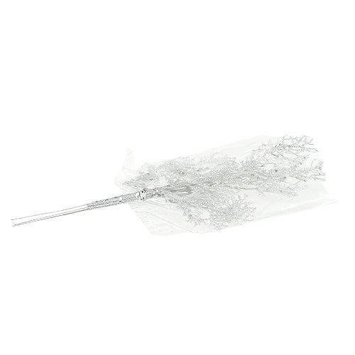 Floristik24 Korall ág csillámfehér L32cm 3db