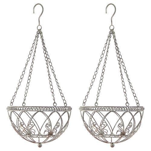 Floristik24 Függesztett kosár fém virágkosár antik megjelenés Ø25cm H56cm