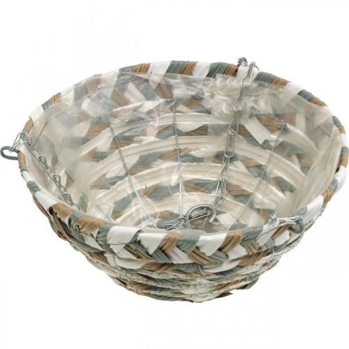 tételeket Növénykosár függeszthető, virágkosár fonott fehér, szürke, natúr H16cm Ø30cm