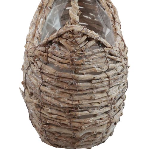 Floristik24 Nyeles kosár fonott kosár fehérre mosva 18×11×11cm