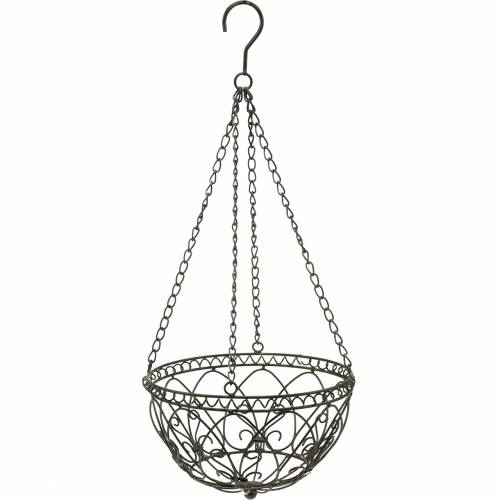 Floristik24 Rozsdabarna dekoratív növénykosár Ø24cm akasztáshoz