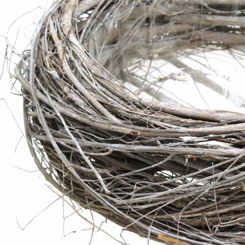 Floristik24 Kosár tál Húsvéti kosár barna fehér mosott Ø26 / Ø15cm 2 db-os készlet