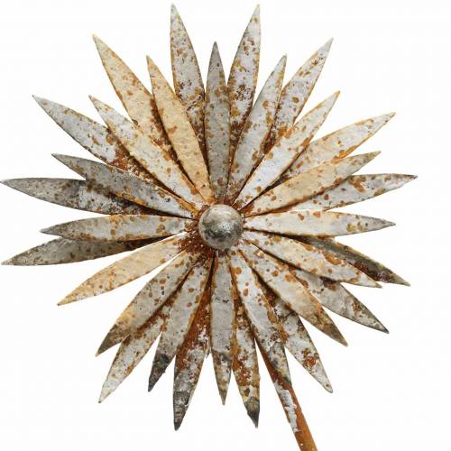 Floristik24 Kerti dugó búzavirág patina fém fehér Ø10 / 15cm H66cm