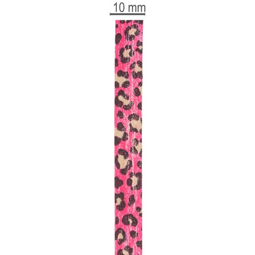 Dekoratív szalag, leopárdmintás, rózsaszín, göndör szalag ajándékcsomagoláshoz és kézműveskedéshez, 10mm, 100m | Floristik24.hu
