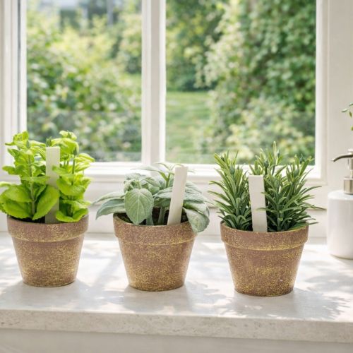 tételeket Műfűszeres cserép dekoratív fűszernövényekkel konyhába, kertbe, erkélyre vagy teraszra, 15 m³, 3 darab