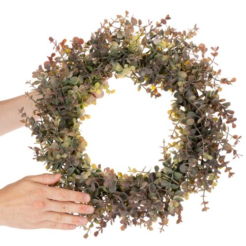 Mű eukaliptusz koszorú, őszi dekoráció, kerek, 45cm | Floristik24.hu