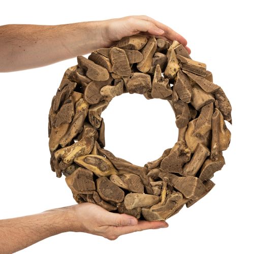Dekoratív koszorú természetes fadarabokból, kerek, 35 cm | Floristik24.hu
