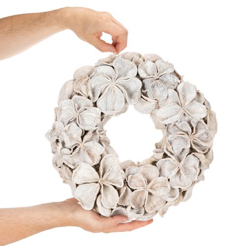 Lótuszvirágos Koszorú, Természetes Díszítéssel, Szárított Virágokkal, 35cm | Floristik24.hu